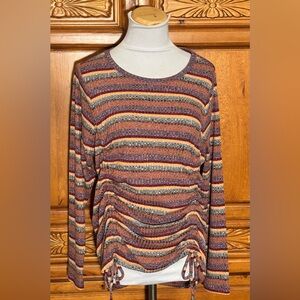 Lane Bryant Multicolor Striped Long Sleeve Top